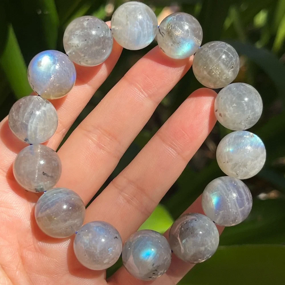16mm chunky stretchable flashy‎ labradorite bracelet
